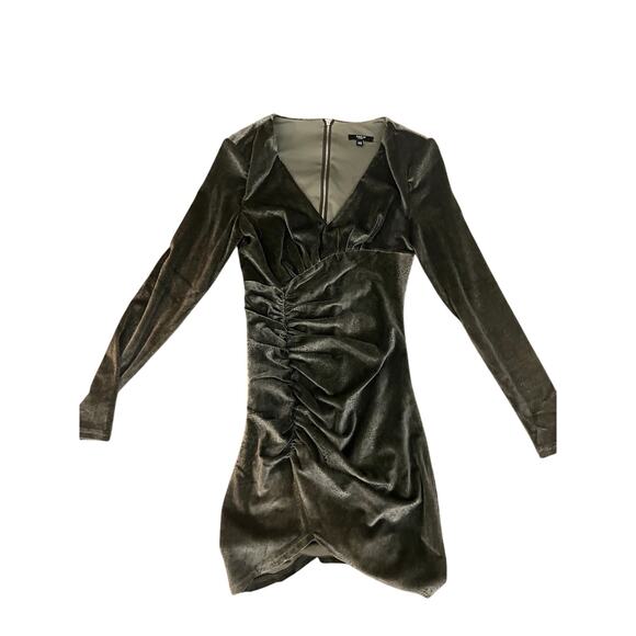 Shein Dresses & Skirts - SHEIN Olive Velvet Ruched Mini Dress